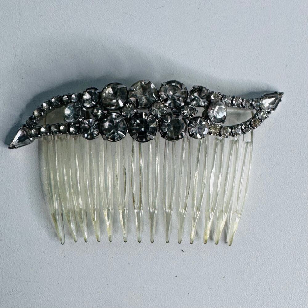 Rhinestone Hair Comb Vintage Hair Jewelry Prong Set Wedding Vintage